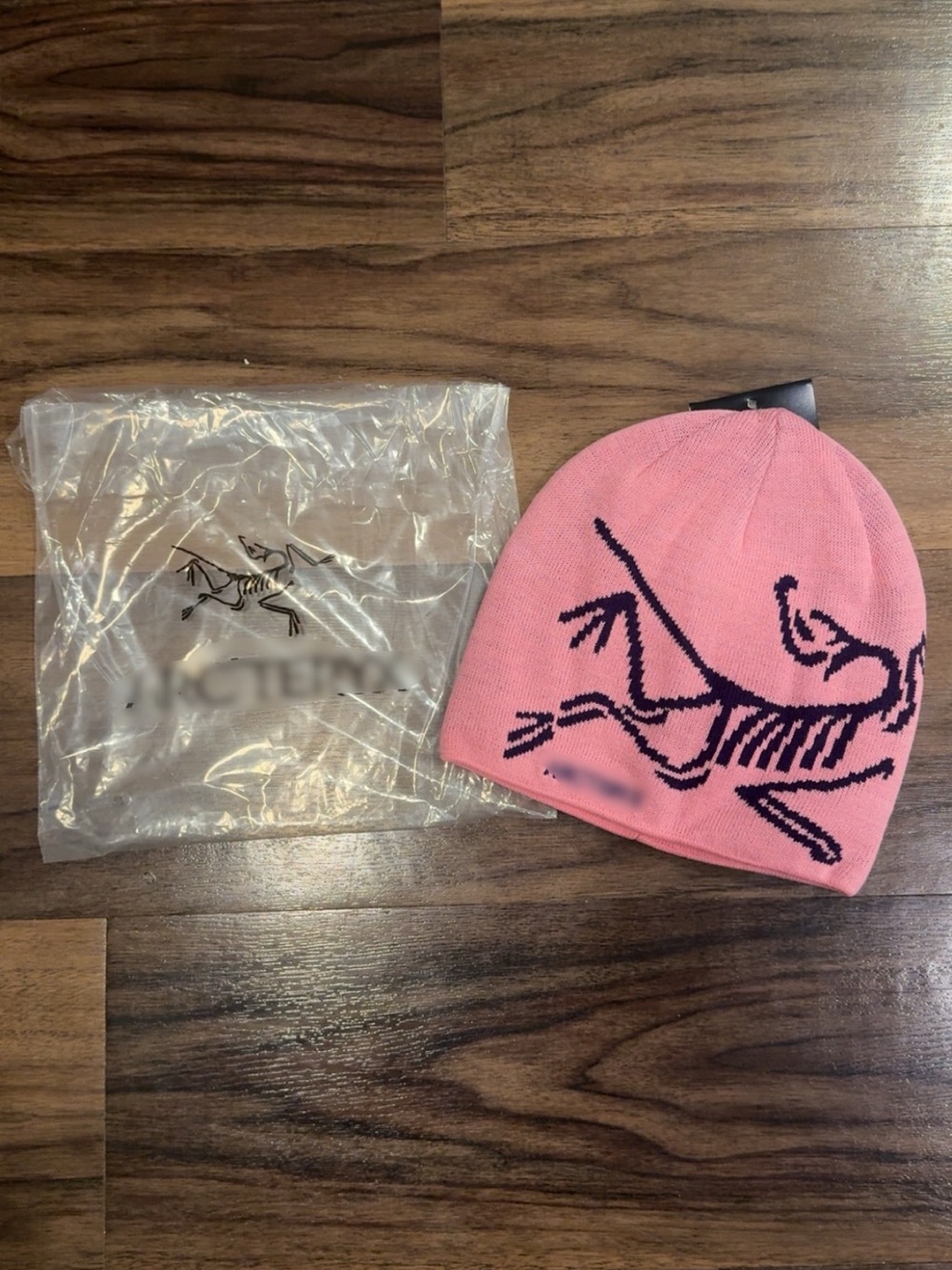 Y2K Pink Beanie with Navy Logo